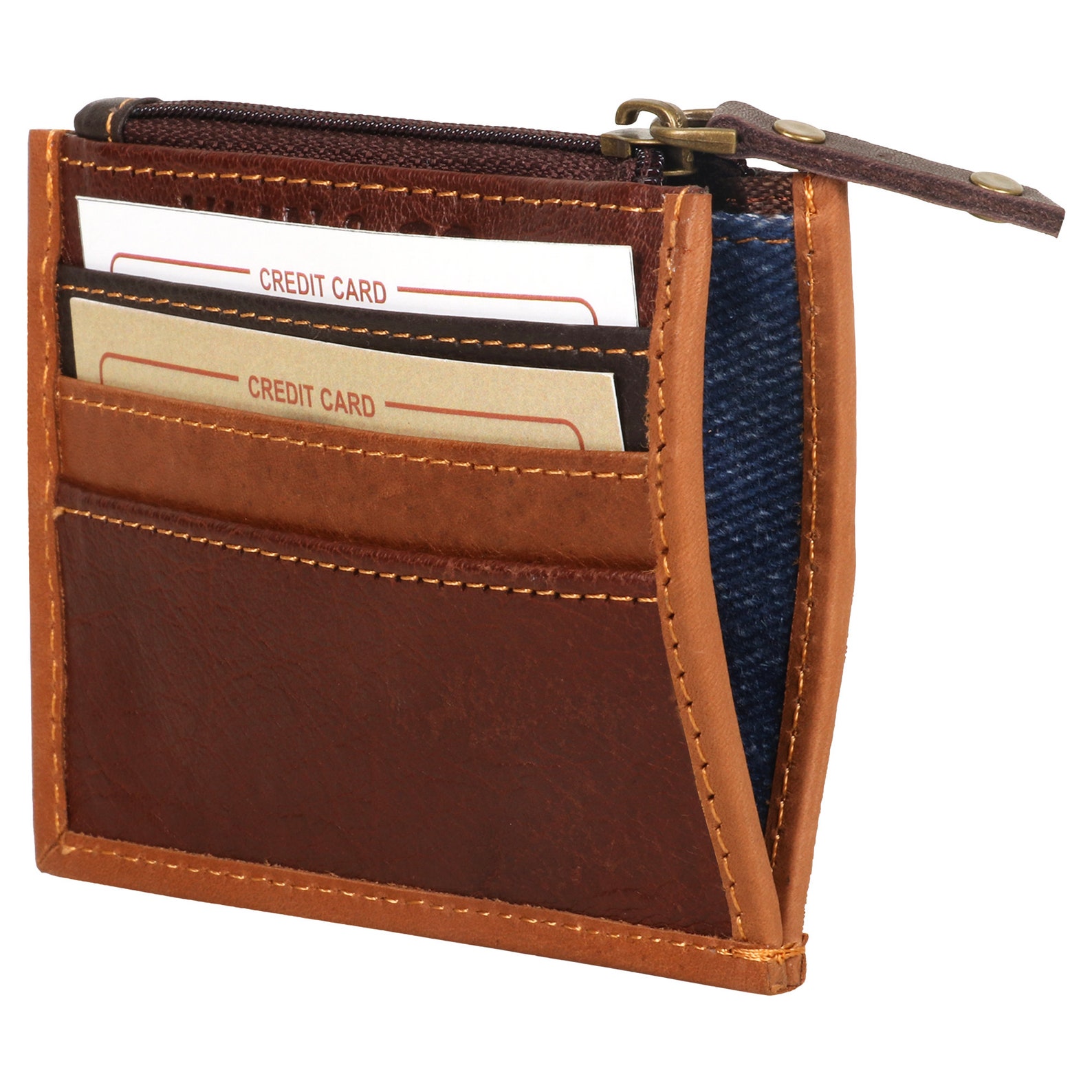 Small Credit Card Holder Wallet Genuine Upcycled Brown Leather Etsy