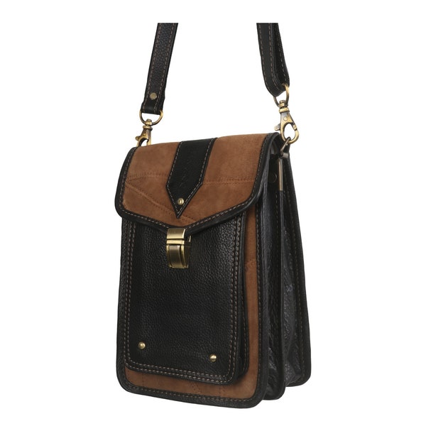 Genuine Leather Small Crossbody Bag with Genuine Leather adjustable strap