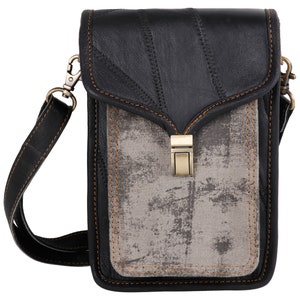 Kleine Schultertasche Patchwork Upcycled Echtes Leder