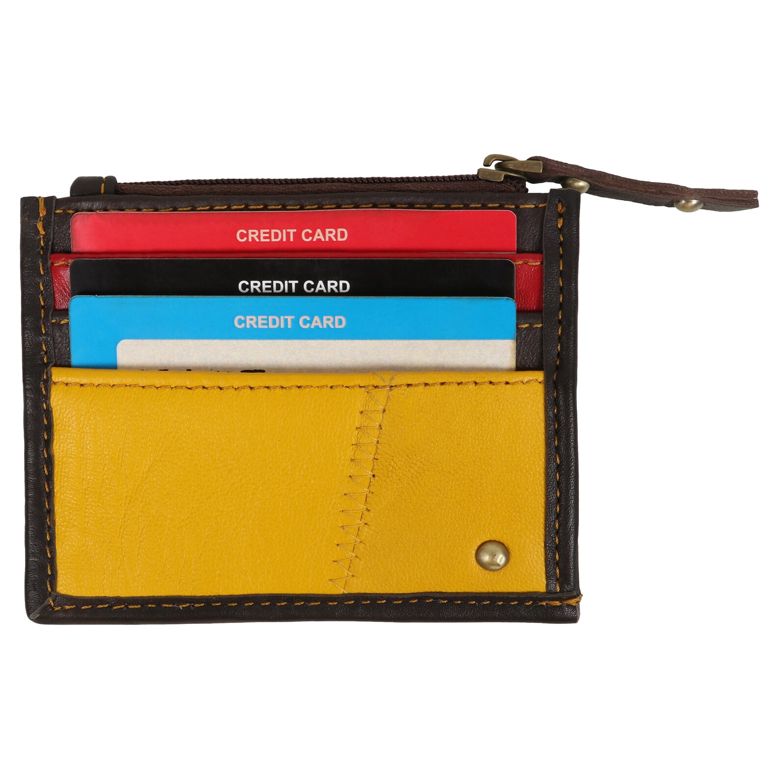 Small Credit Card Holder Wallet Genuine Upcycled Yellow Etsy