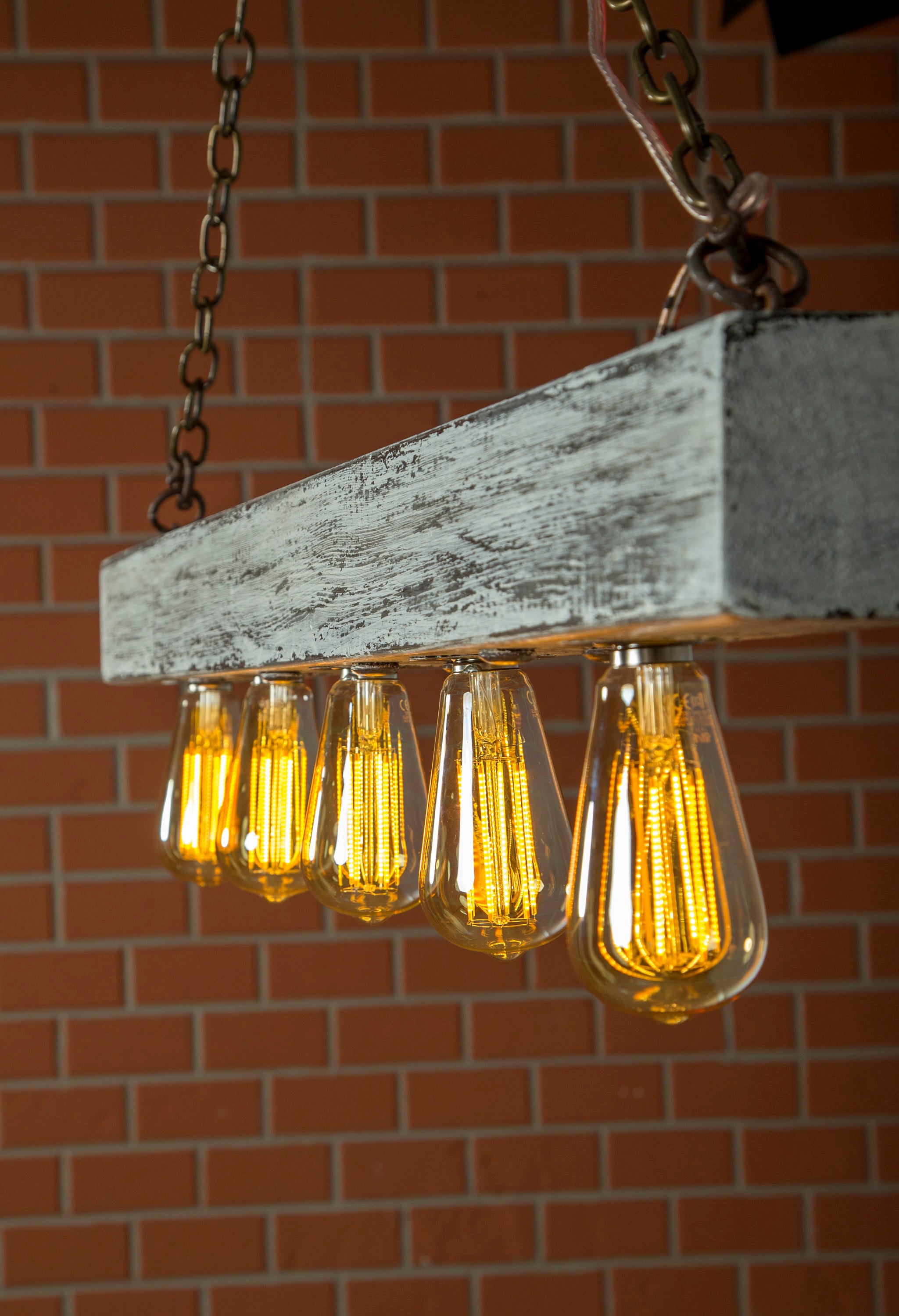 White Wood Beam Rustic Lighting Reclaimed Wood Light Etsy