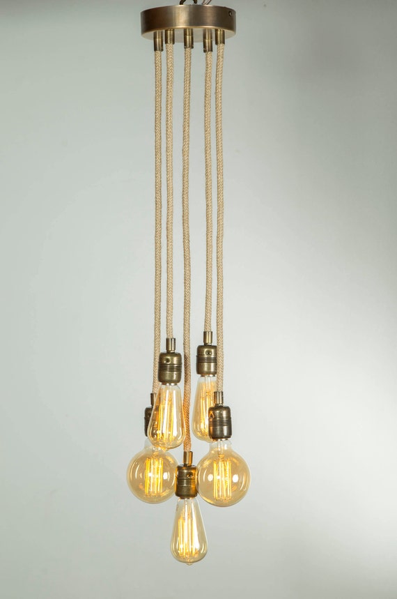 Handmade Rope Hanging Lamp Vintage Minimalist Pendant Fabric Etsy