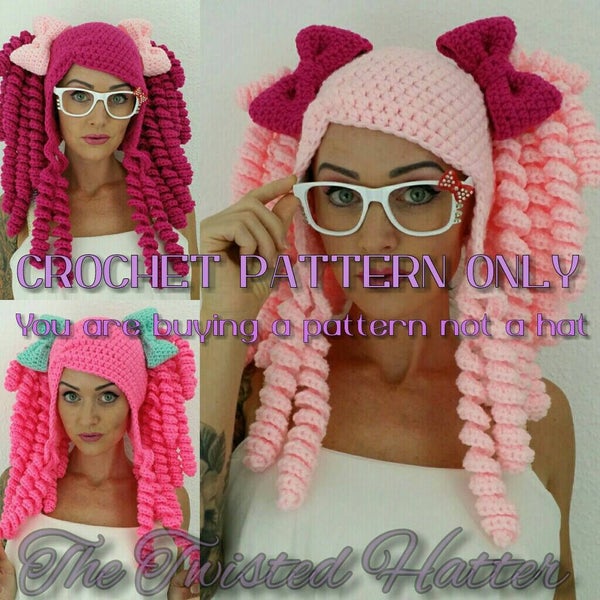 Crochet Pigtail Hat PATTERN veuillez lire la description avant d'acheter