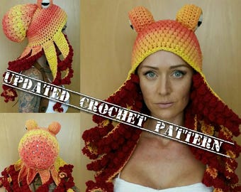 Mise à jour du chapeau de pieuvre au crochet, alias motif Kraken torsadé (veuillez lire la description avant d'acheter)