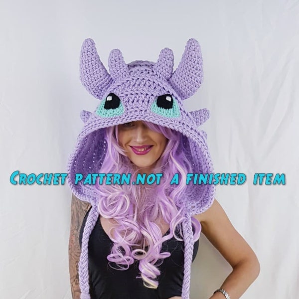Luna Rae Dragon Hood PATTERN. Please read description before purchasing