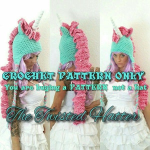 Twisted Unicorn PDF crochet PATTERN (not a finished hat) pls read description before buying