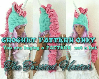 Twisted Unicorn PDF crochet PATTERN (not a finished hat) pls read description before buying