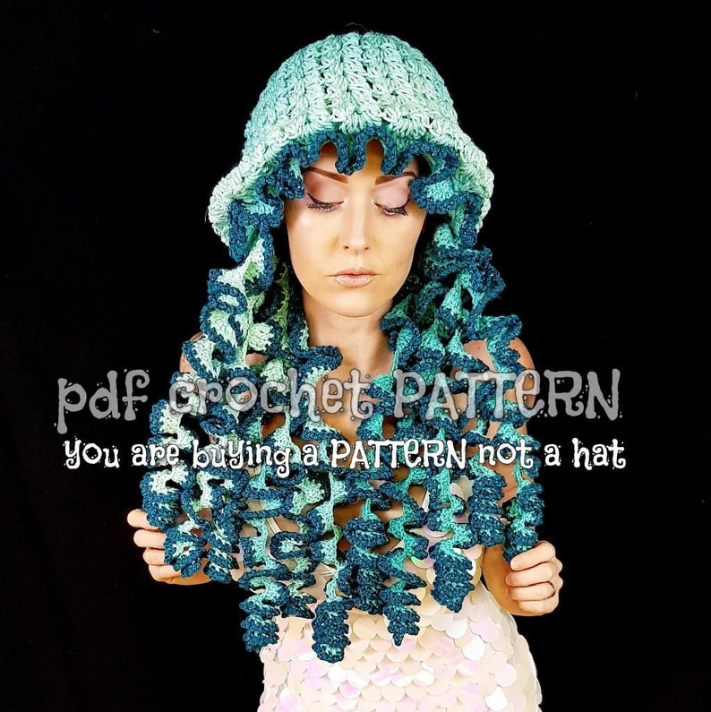 Twisted Jellyfish crochet hat pattern you are buying a pattern, not a hat image 1