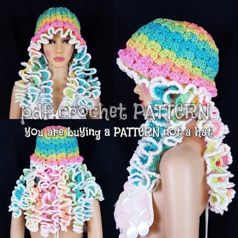 Twisted Jellyfish crochet hat pattern you are buying a pattern, not a hat image 5