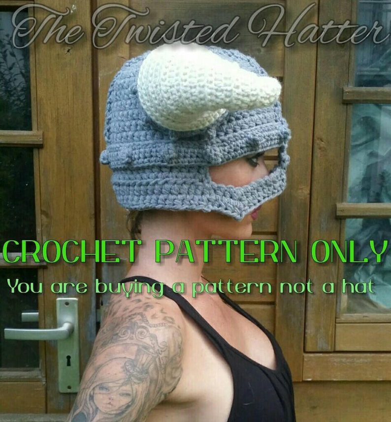 Dragonborn Helmet Crochet PATTERN please read descriptions before ordering image 2
