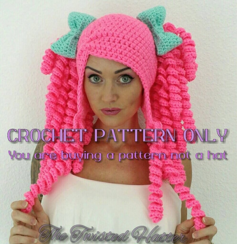 Crochet Pigtail Hat PATTERN please read description before buying image 2