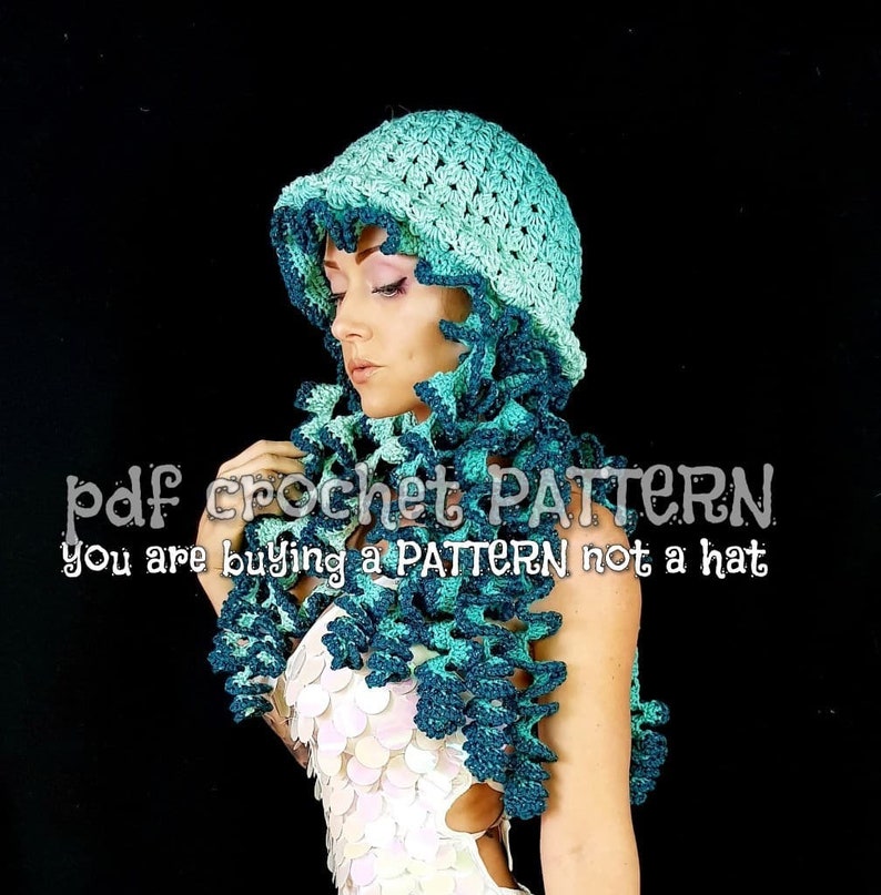 Twisted Jellyfish crochet hat pattern you are buying a pattern, not a hat image 3