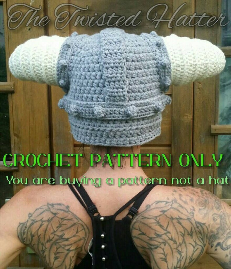 Dragonborn Helmet Crochet PATTERN please read descriptions before ordering image 3