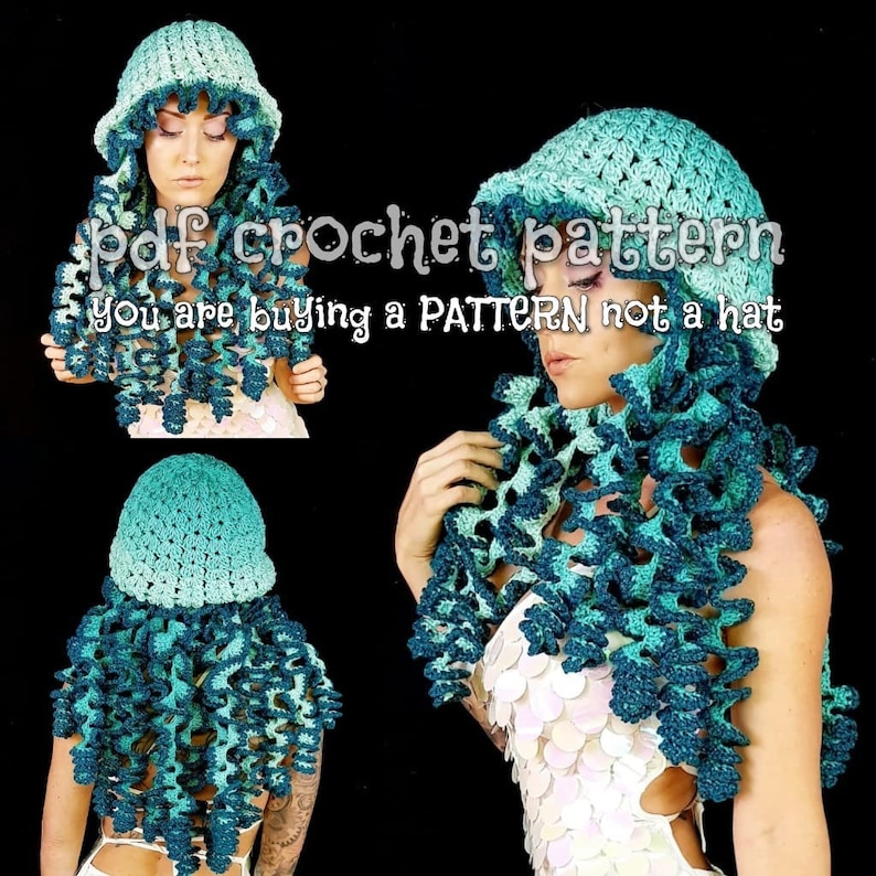 Twisted Jellyfish crochet hat pattern you are buying a pattern, not a hat image 4