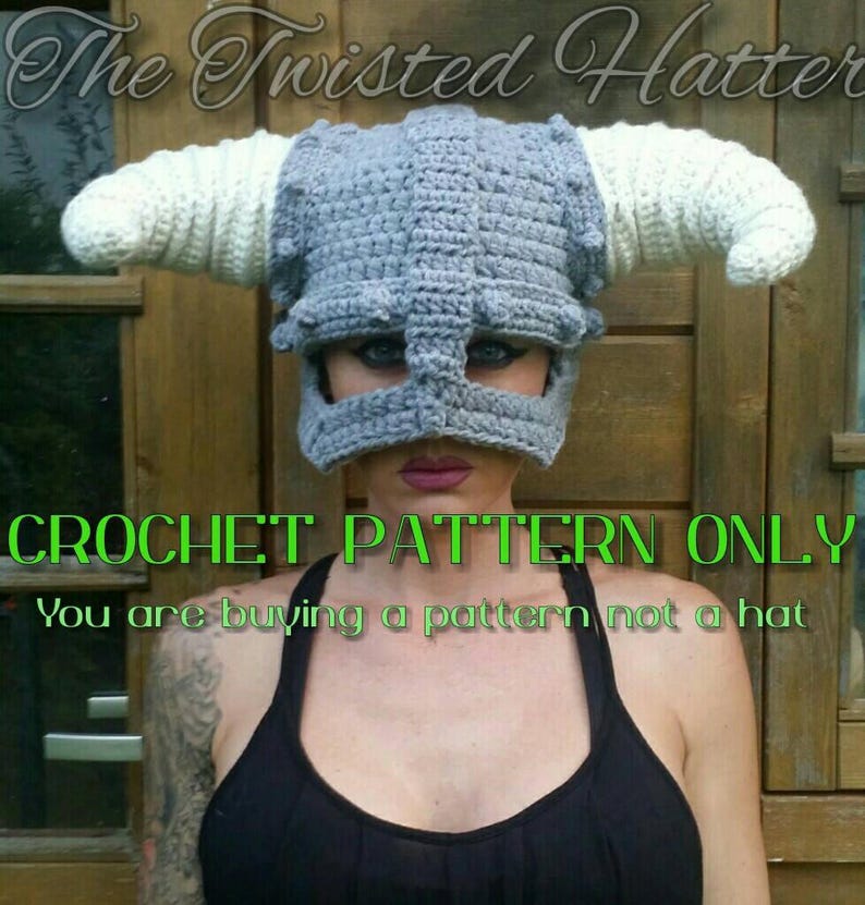 Dragonborn Helmet Crochet PATTERN please read descriptions before ordering image 1