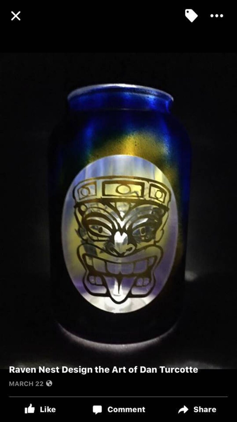 1 Gal Custom Painted Size Tiki Face Solar Light