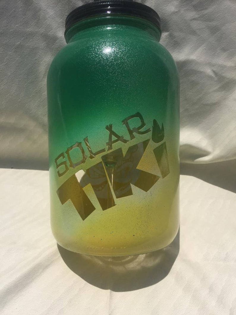 1 Gal Custom Painted Size Tiki Face Solar Light