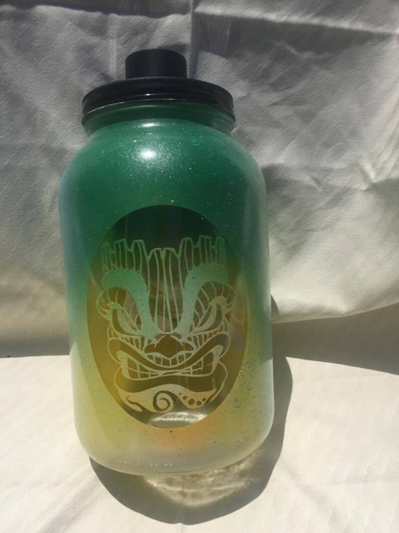 1 Gal Custom Painted Size Tiki Face Solar Light