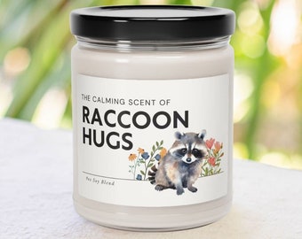 Calming Scent of Raccoon Hugs Candle, Animal Lover Gift | Raccoon Gift | Raccoon Trash Cat | Street Cat | Cottagecore Aesthetic