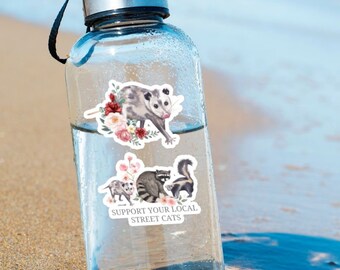Support Your Local Street Cats & Opossum Kiss-Cut Vinyl Decals