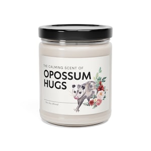 Calming Scent of Opossum Hugs Candle, Cute Gift for Opossum Lovers, Possum Gift, Opossum Gift, Street Cat, Skunk Cat, Cottagecore Aesthetic image 5