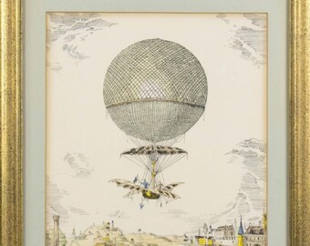 Gravure van L'Ascension du Ballon de Blanchard