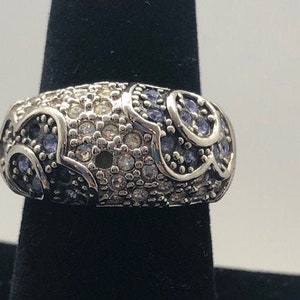Silver Toned Wide Banded Ring with Accented Design