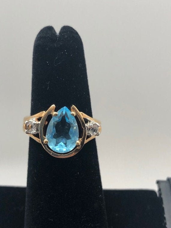 Crystal and Topaz Colored Gold Toned Ring