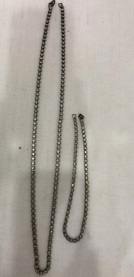 Rhinestone Necklace and Matching Bracelet