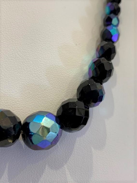 Deep Blue Holographic Glass Bead Necklace - image 4