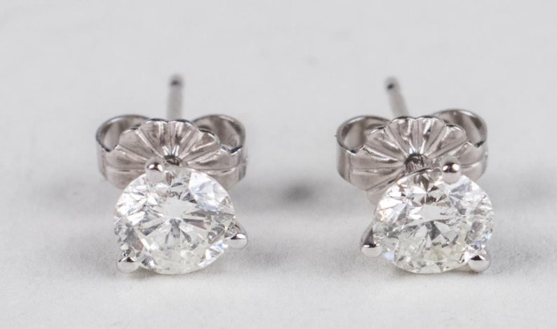 14 Karat White Gold Stud Earrings image 1