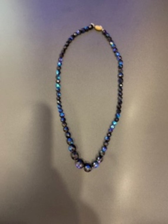 Deep Blue Holographic Glass Bead Necklace - image 6