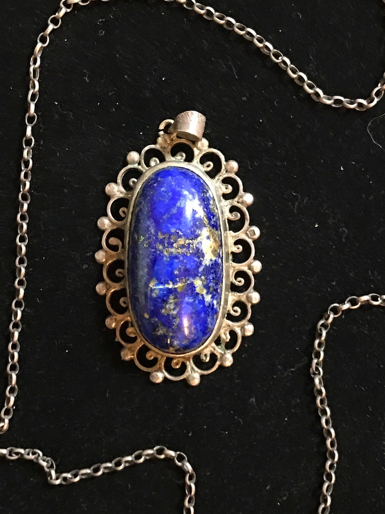 Lapis Lazuli and Silver Pendant Necklace image 3