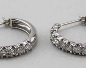 Platinum Diamond Hoop Earrings