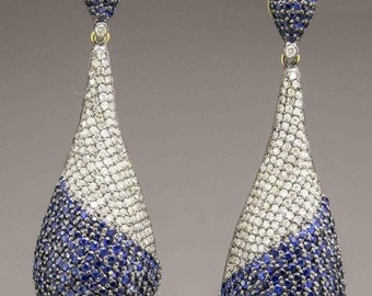 Blue and White Diamond Earrings