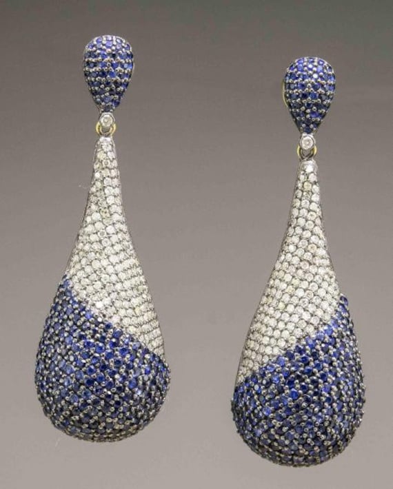 Blue and White Diamond Earrings