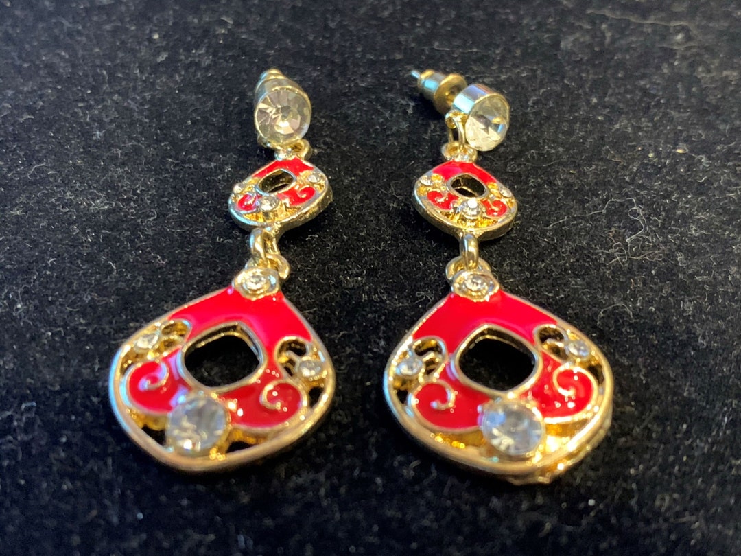 Red Dangle Red Dangle Earrings - Etsy