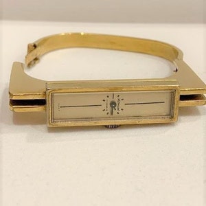 Gold Plated Rectangular Faced Wristwatch
