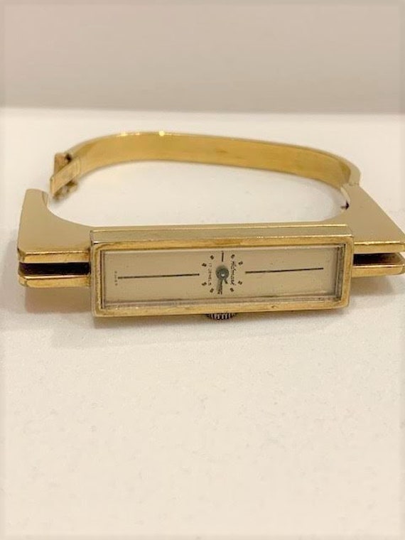 Gold Plated Rectangular Faced Wristwatch