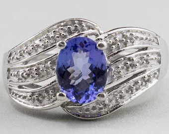 Tanzanite and White Sapphire Ring