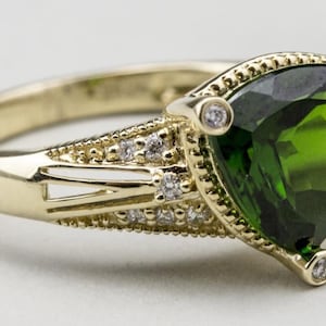 14K Yellow Gold with Chrome Diopside Statement Ring