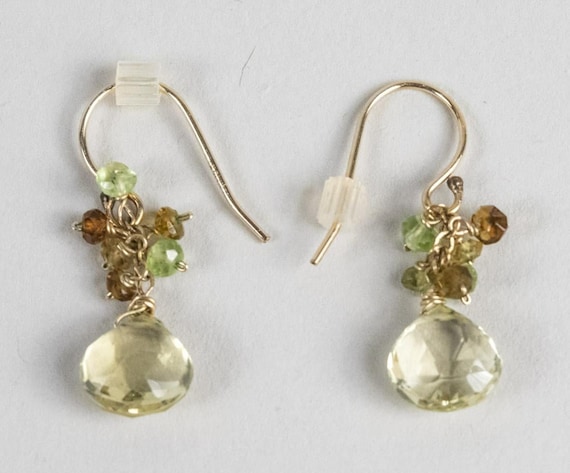 14 Karat Gold Plated Sterling Silver Citrine Drop Earrings