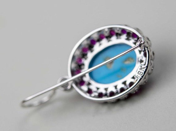 Turquoise, Ruby and Diamond Earrings - image 3