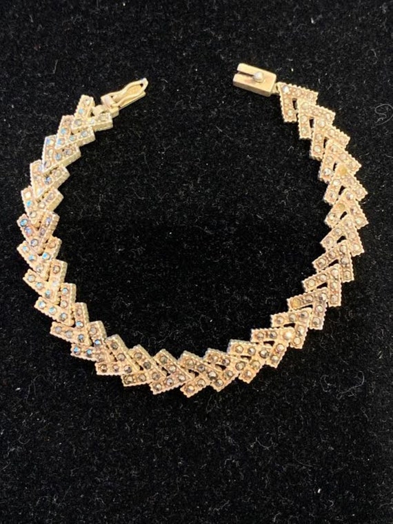 Marcasite Chevron Pattern Bracelet - image 1