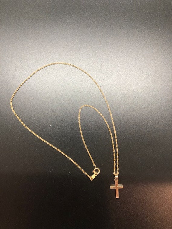 14k gold cross, with 14k gold chain. View 2