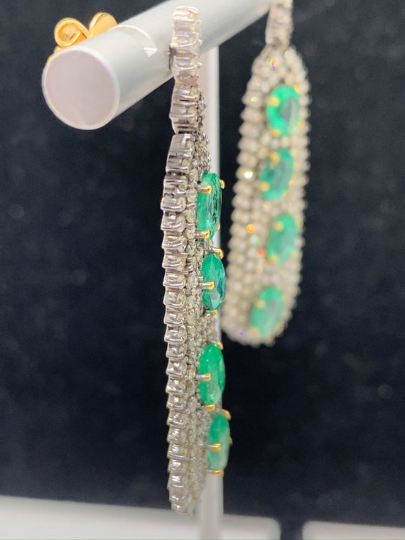 Victorian Style Emerald and Diamond Earrings - image 7