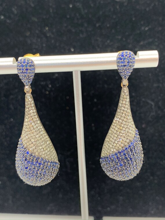 Blue and White Diamond Earrings - image 3