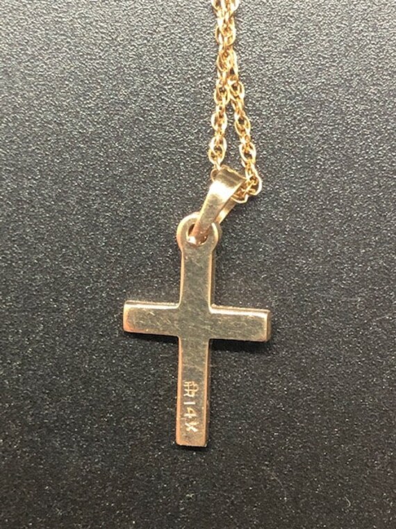 14k gold cross, with 14k gold chain. View 3