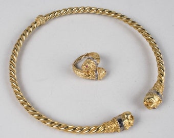 Lalaounis Style Gold Necklace and Ring