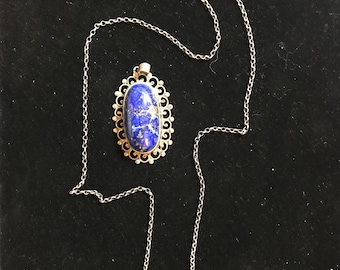 Lapis Lazuli and Silver Pendant Necklace